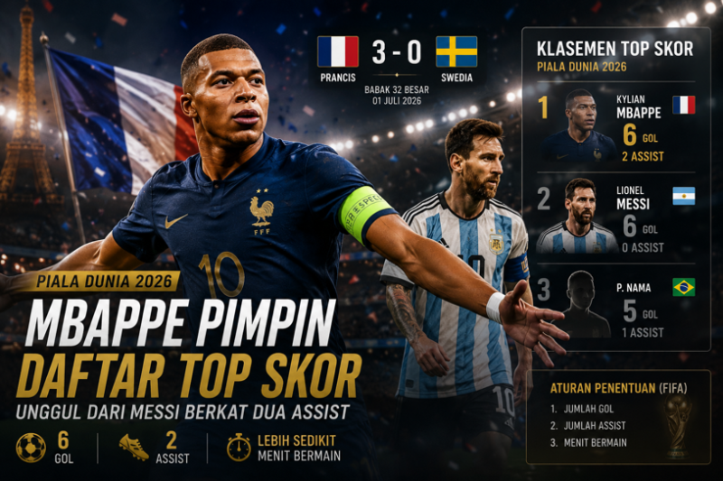 Gambar Mbappe Naik ke Puncak Perburuan Sepatu Emas, Messi Tergeser - mbappe naik puncak perburuan sepatu