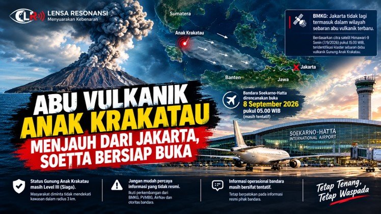 Abu Vulkanik Anak Krakatau Mulai Menjauh dari Jakarta, Bandara Soetta Bersiap Buka 8 September