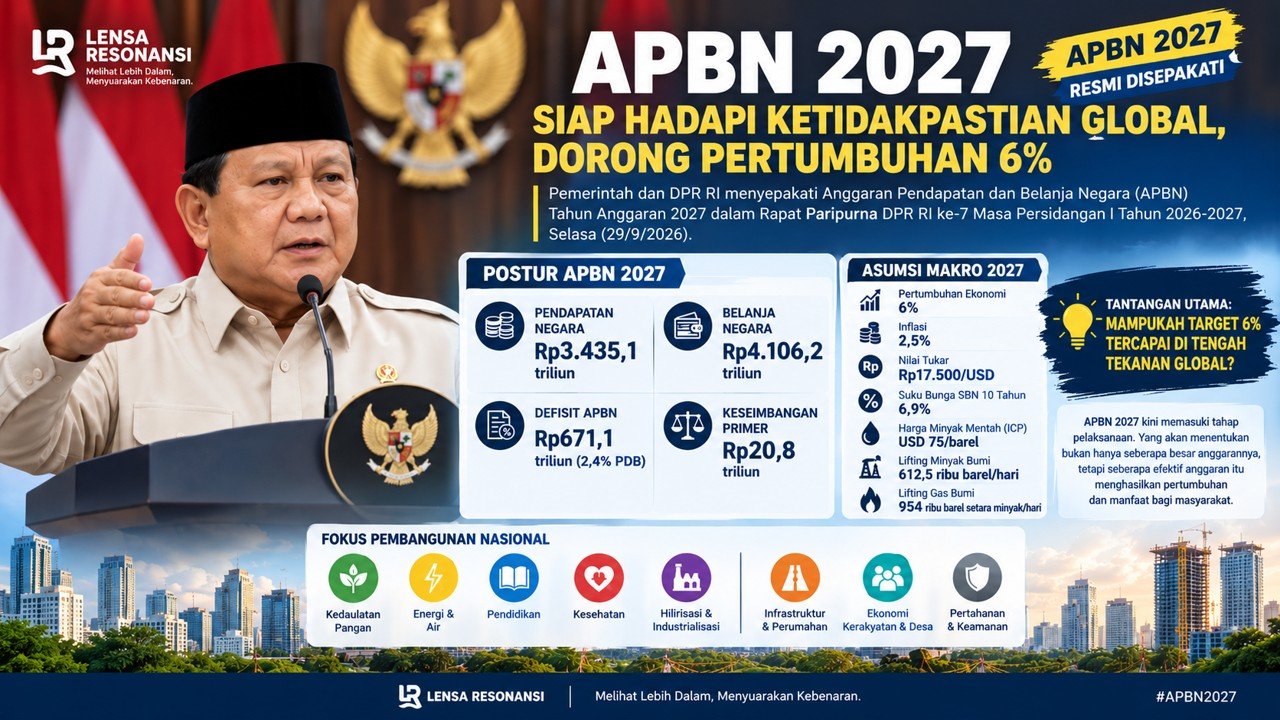 APBN 2027 Disahkan, Pemerintah Hadapi Ketidakpastian Global dengan Target Pertumbuhan 6 Persen