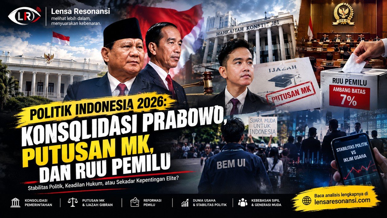Politik Indonesia 2026 di Persimpangan: Konsolidasi Prabowo, Polemik Gibran, dan Pertarungan Aturan Pemilu